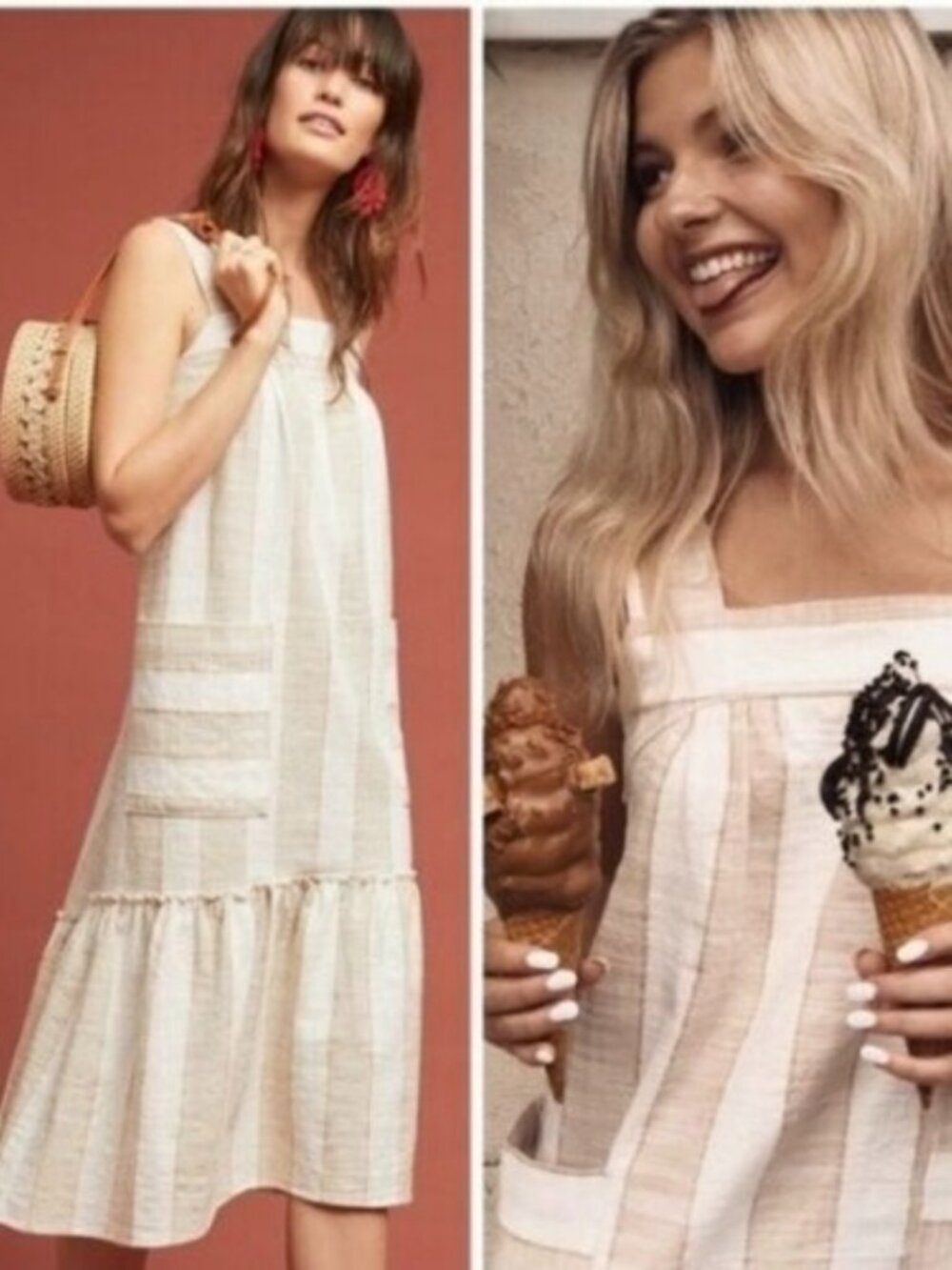 Anthropologie Maeve Minimal Striped Ruffle Tier Midi Dress Size XXS Petite